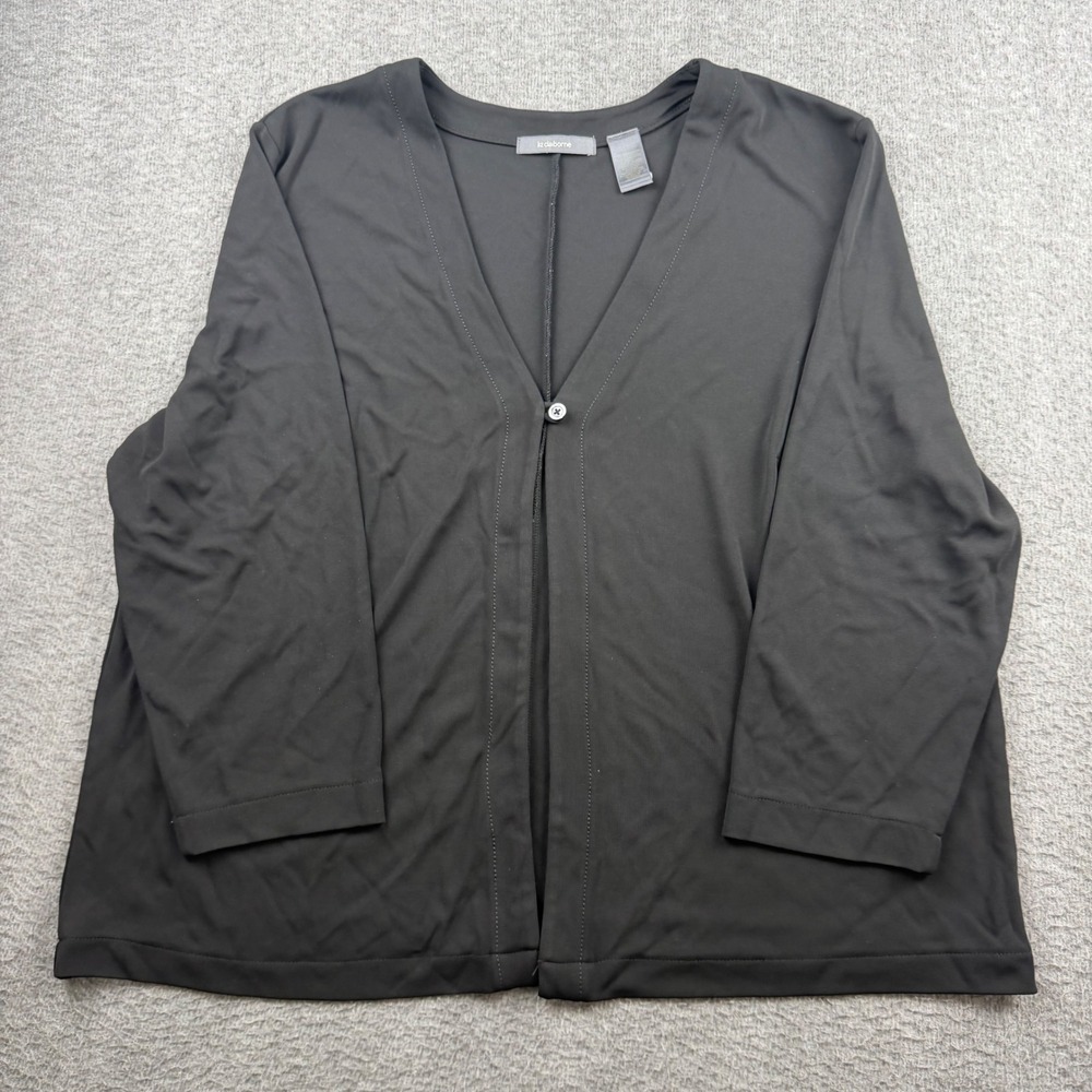 Liz Claiborne Womens‎ 2X Black Single Button 3/4 Sleeve Cardigan Sweater